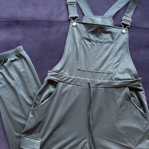 No Boundaries Olive Green Trendy Overalls Jogger Set